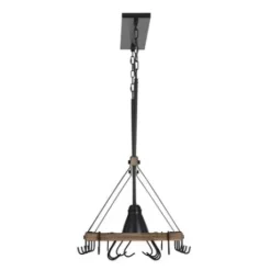 * Indoor Lighting|Best Deal Patriot Lighting® Elegant Home Bodhi Black & Replica Wood 2 Light Pot Rack Island Light