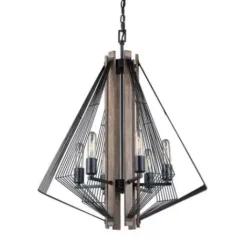 * Indoor Lighting|Best Pirce Patriot Lighting® Rochester 6-Light Black Iron & Brunished Oak Chandelier