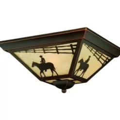 * Indoor Lighting|Best Pirce Patriot Lighting® Cowboy Burnished Bronze 3-Light Flush Mount Ceiling Light