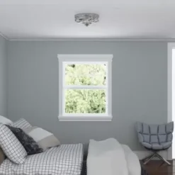 * Indoor Lighting|Best Pirce Patriot Lighting® Joska Brushed Nickel 2-Light Flush Mount Ceiling Light