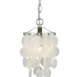 * Indoor Lighting|Best Pirce Patriot Lighting® Elsa Capiz Shell Satin Nickel Pendant