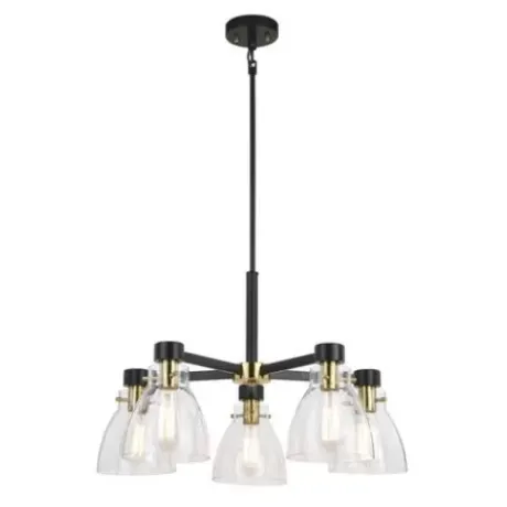 * Indoor Lighting|Best Pirce Patriot Lighting® Kenzie Matte Black & Gold 5-Light Chandelier