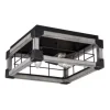 * Indoor Lighting|Best Pirce Patriot Lighting® Elegant Home Levon Faux Wood & Black 3-Light Flush Mount Ceiling Light