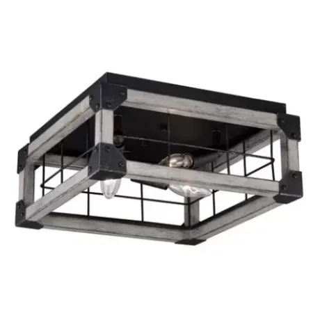 * Indoor Lighting|Best Pirce Patriot Lighting® Elegant Home Levon Faux Wood & Black 3-Light Flush Mount Ceiling Light
