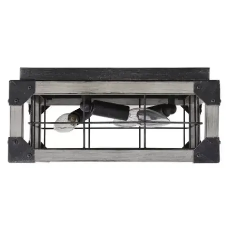 * Indoor Lighting|Best Pirce Patriot Lighting® Elegant Home Levon Faux Wood & Black 3-Light Flush Mount Ceiling Light