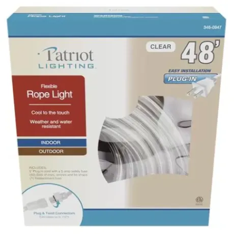 * Outdoor Lighting|Best Pirce Patriot Lighting® 48′ Plug-In Clear Incandescent Rope Light