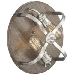 * Indoor Lighting|Best Reviews Of Patriot Lighting® Waverly Satin Nickel & Wood 2-Light Flush Mount Ceiling Light
