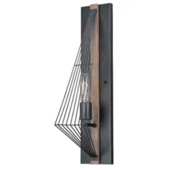 * Indoor Lighting|Best Reviews Of Patriot Lighting® Rochester 1-Light Black Iron & Burnished Oak Indoor Wall Light
