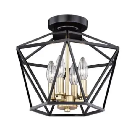 * Indoor Lighting|Best Sale Patriot Lighting® Roma Noble Bronze & Natural Brass 4-Light Semi-Flush Mount Ceiling Light