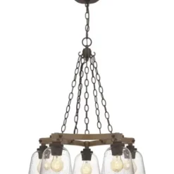 * Indoor Lighting|Best Sale Patriot Lighting® Elegant Home Astaria 5-Light Matte Black & Faux Wood Chandelier