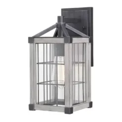 * Outdoor Lighting|Best Sale Patriot Lighting® Elegant Home Levon Weathered Gray Faux Wood & Black Outdoor Wall Light