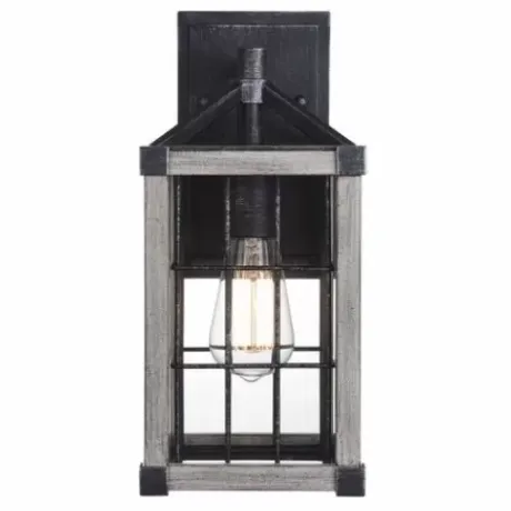 * Outdoor Lighting|Best Sale Patriot Lighting® Elegant Home Levon Weathered Gray Faux Wood & Black Outdoor Wall Light