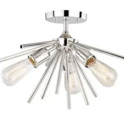 * Indoor Lighting|Brand New Patriot Lighting® Estelle Polished Nickel 3 Light Semi-Flush Mount Ceiling Light
