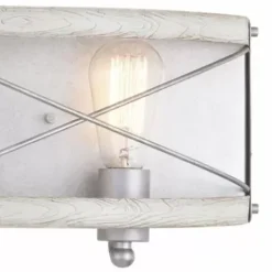 * Indoor Lighting|Brand New Patriot Lighting® Bea White Wash Faux Wood And Galvanized 3-Light Vanity Light