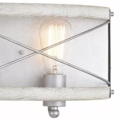 * Indoor Lighting|Brand New Patriot Lighting® Bea White Wash Faux Wood And Galvanized 3-Light Vanity Light