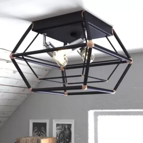 * Indoor Lighting|Budget Patriot Lighting® Bartlett Oil Rubbed Bronze 3 Light Flush Mount Ceiling Light