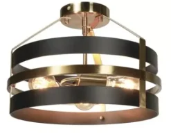 * Indoor Lighting|Budget Patriot Lighting® Banan Matte Black 3-Light Semi-Flush Mount Ceiling Light