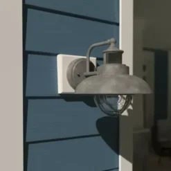 * Outdoor Lighting|Budget Patriot Lighting® Dualux® Harwich Textured Gray Outdoor Wall Light