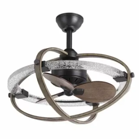 * Ceiling Fans|Budget Patriot Lighting® Elegant Home Brooklyn 22″ Natural Iron & Distressed Faux Wood Indoor Led Fandelier