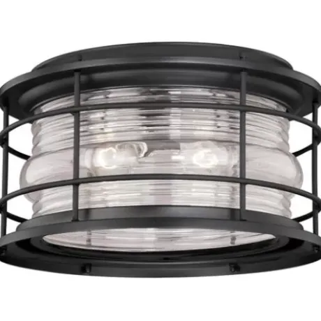 * Outdoor Lighting|Budget Patriot Lighting® Hyannis Textured Black 2-Light Outdoor Flush Mount Light
