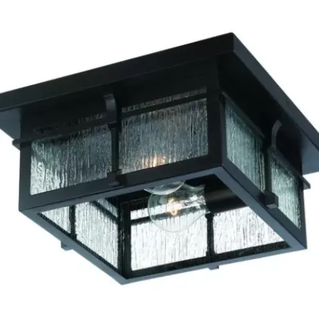 * Outdoor Lighting|Budget Patriot Lighting® Wren Matte Black 2-Light Outdoor Flush Mount Ceiling Light