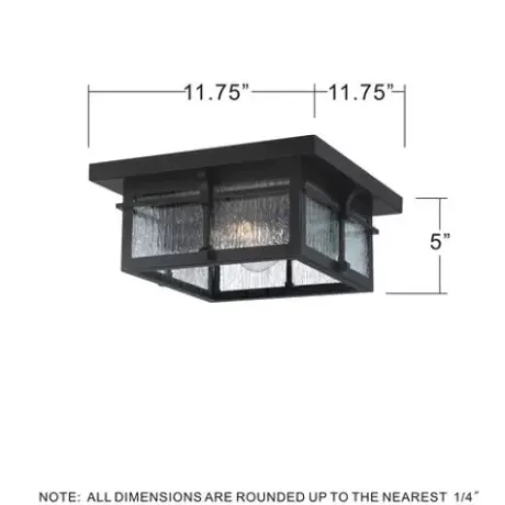 * Outdoor Lighting|Budget Patriot Lighting® Wren Matte Black 2-Light Outdoor Flush Mount Ceiling Light