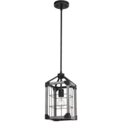 * Indoor Lighting|Buy Patriot Lighting® Elegant Home Levon Weathered Gray Faux Wood & Black 1-Light Mini Pendant
