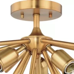 * Indoor Lighting|Buy Patriot Lighting® Estelle Nautral Brass 3 Light Semi-Flush Mount Ceiling Light