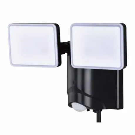 * Outdoor Lighting|Cheap Patriot Lighting® Black Led Dual Head Plug-In Motion Sensor Outdoor Security Flood Light