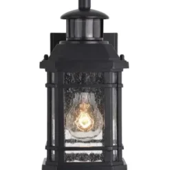 * Outdoor Lighting|Cheap Patriot Lighting® Dualux Elizabeth Ii Textured Black Motion Sensor Outdoor Security Wall Light