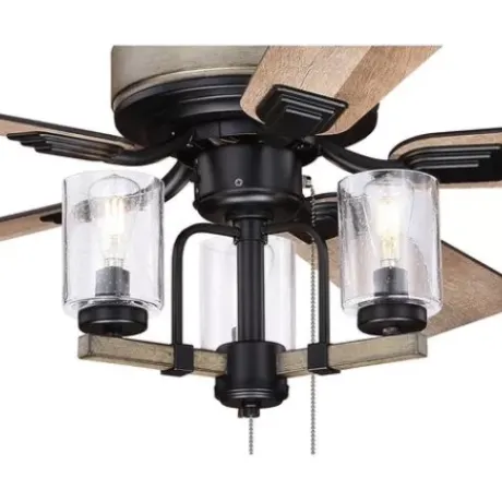 * Ceiling Fans|Cheap Patriot Lighting® Elegant Home Brooklyn 52″ Black With Faux Wood Indoor Led Ceiling Fan