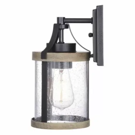 * Outdoor Lighting|Cheap Patriot Lighting® Elegant Home Brooklyn Natural Iron & Distressed Faux Wood Outdoor Wall Light