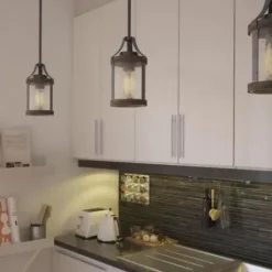 * Indoor Lighting|Cheap Patriot Lighting® Elegant Home Brooklyn Natural Iron & Distressed Faux Wood 1-Light Mini Pendant