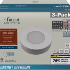 * Indoor Lighting|Cheapest Patriot Lighting® Integrated Led White Plug-In Under Cabinet Puck Light – 3 Pack