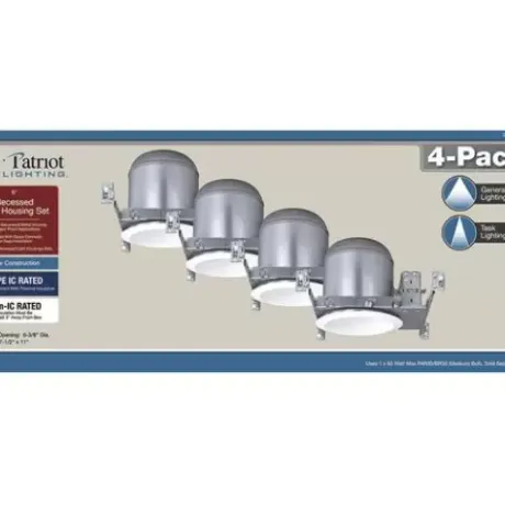 * Indoor Lighting|Cheapest Patriot Lighting® 6″ New Construction Airtight Recessed Light Housing With Baffle Trim – 4 Pack