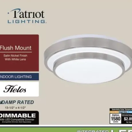 * Indoor Lighting|Cheapest Patriot Lighting® Helos Satin Nickel Led Flush Mount Ceiling Light