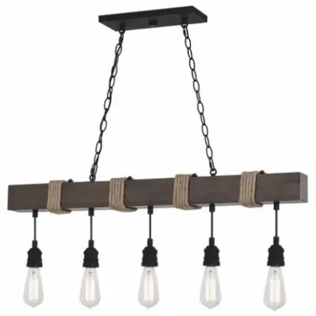 * Indoor Lighting|Cheapest Patriot Lighting® Joyce Natural Wood And Black 5-Light Island Light