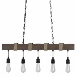 * Indoor Lighting|Cheapest Patriot Lighting® Joyce Natural Wood And Black 5-Light Island Light