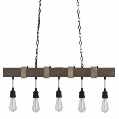 * Indoor Lighting|Cheapest Patriot Lighting® Joyce Natural Wood And Black 5-Light Island Light