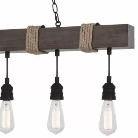 * Indoor Lighting|Cheapest Patriot Lighting® Joyce Natural Wood And Black 5-Light Island Light