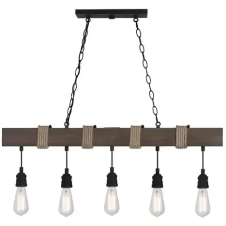 * Indoor Lighting|Cheapest Patriot Lighting® Joyce Natural Wood And Black 5-Light Island Light