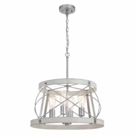 * Indoor Lighting|Coupon Patriot Lighting® Bea White Wash Faux Wood And Galvanized 4-Light Pendant