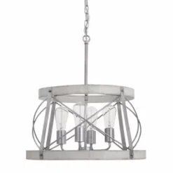 * Indoor Lighting|Coupon Patriot Lighting® Bea White Wash Faux Wood And Galvanized 4-Light Pendant