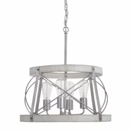 * Indoor Lighting|Coupon Patriot Lighting® Bea White Wash Faux Wood And Galvanized 4-Light Pendant