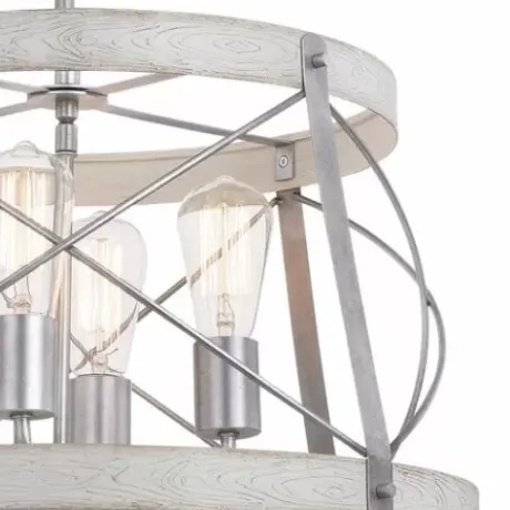 * Indoor Lighting|Coupon Patriot Lighting® Bea White Wash Faux Wood And Galvanized 4-Light Pendant