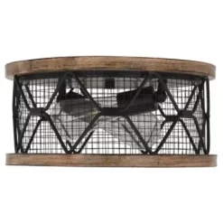* Indoor Lighting|Coupon Patriot Lighting® Elegant Home Bodhi Black & Replica Wood 2-Light Flush Mount Ceiling Light