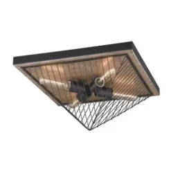 * Indoor Lighting|Deals Patriot Lighting® Rochester Black Iron & Burnished Oak 4-Light Flush Mount Ceiling Light