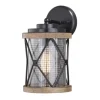 * Outdoor Lighting|Discount Patriot Lighting® Elegant Home Bodhi Black & Replica Wood Outdoor Wall Light