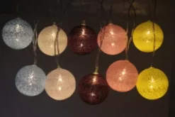 * Outdoor Lighting|Discount Patriot Lighting® 6′ 10-5/8″ 10-Light Battery-Powered Cotton Ball String Light