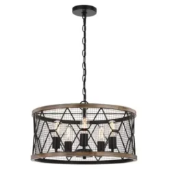 * Indoor Lighting|Discount Patriot Lighting® Elegant Home Bodhi Black & Replica Wood 5-Light Pendant